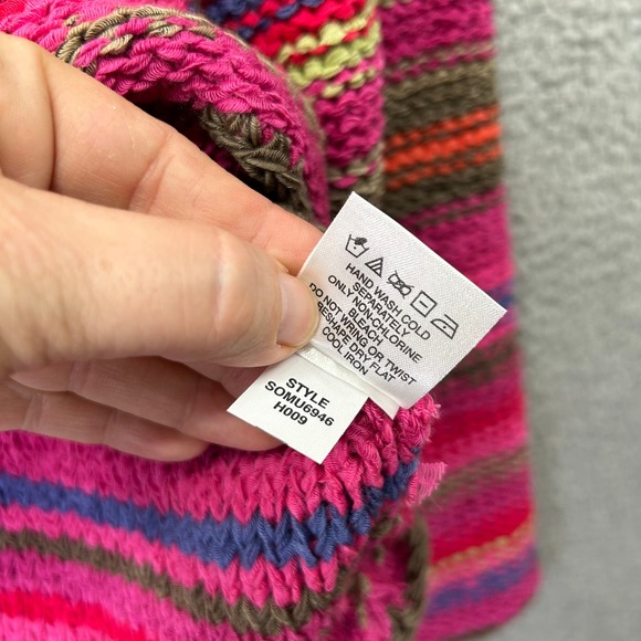 SIGRID OLSEN SPORT Sweater Womens L Large Pink Striped Pullover Casual Multi - Picture 7 of 11